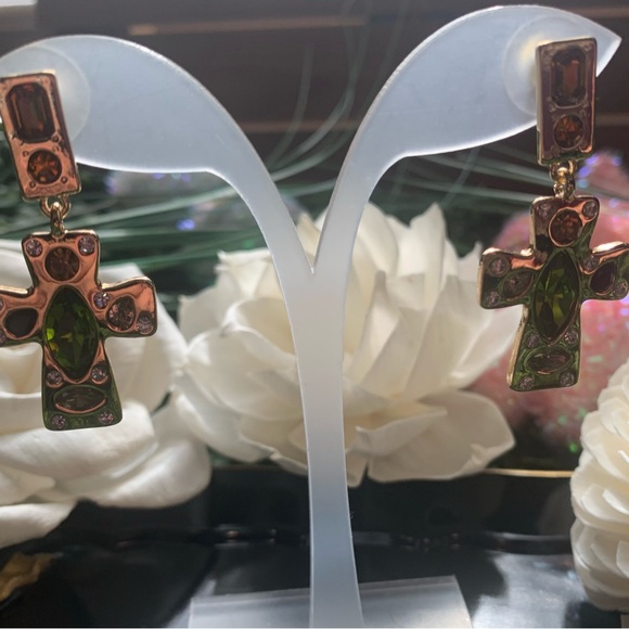 Park Lane “LUMEN” Gold Earrings with Green and Orange Accents - Picture 6 of 9